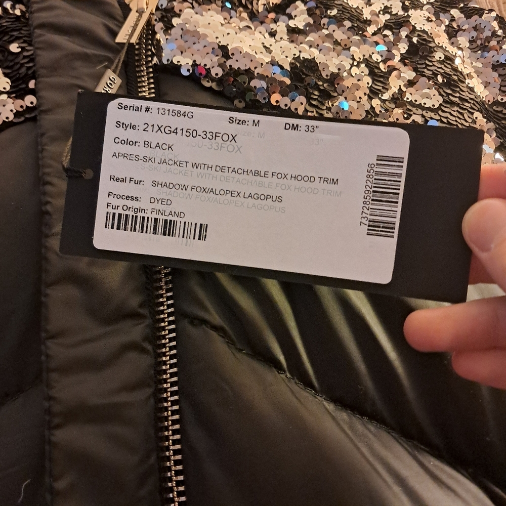 Gorski Coat Women's Medium M Apres Ski Coat Sequins High Low Puffer Winter NEW - Picture 5 of 16